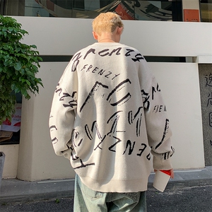 现货  美式潮牌嘻哈涂鸦毛衣针织衫-控99图片