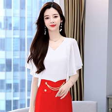 2023年夏时尚韩版荷叶边拼接刺绣衬衣，女装衬衫，卡杰菲