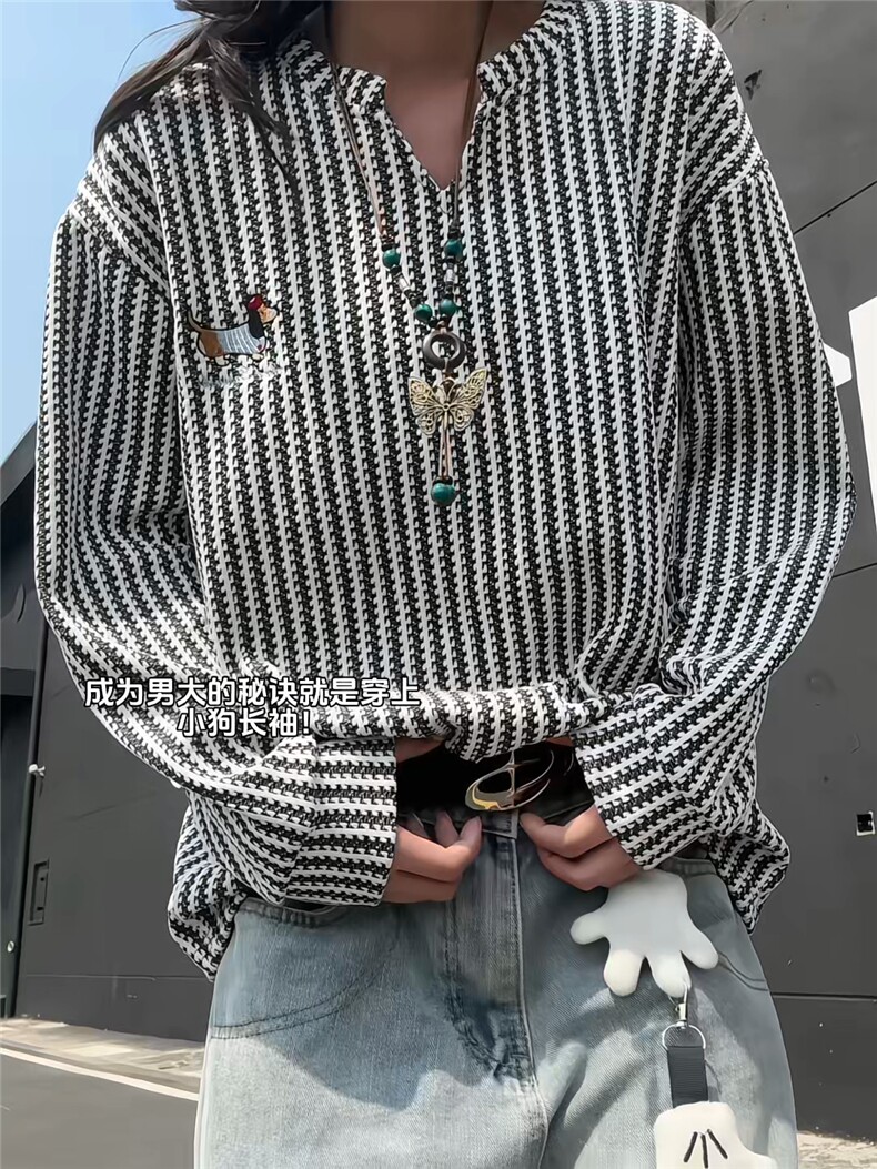 XZ809A/SYR36/P35/控58雪尼尔小香风绣花腊肠狗V领长袖卫衣,男装卫衣,星座809A(原222-1)