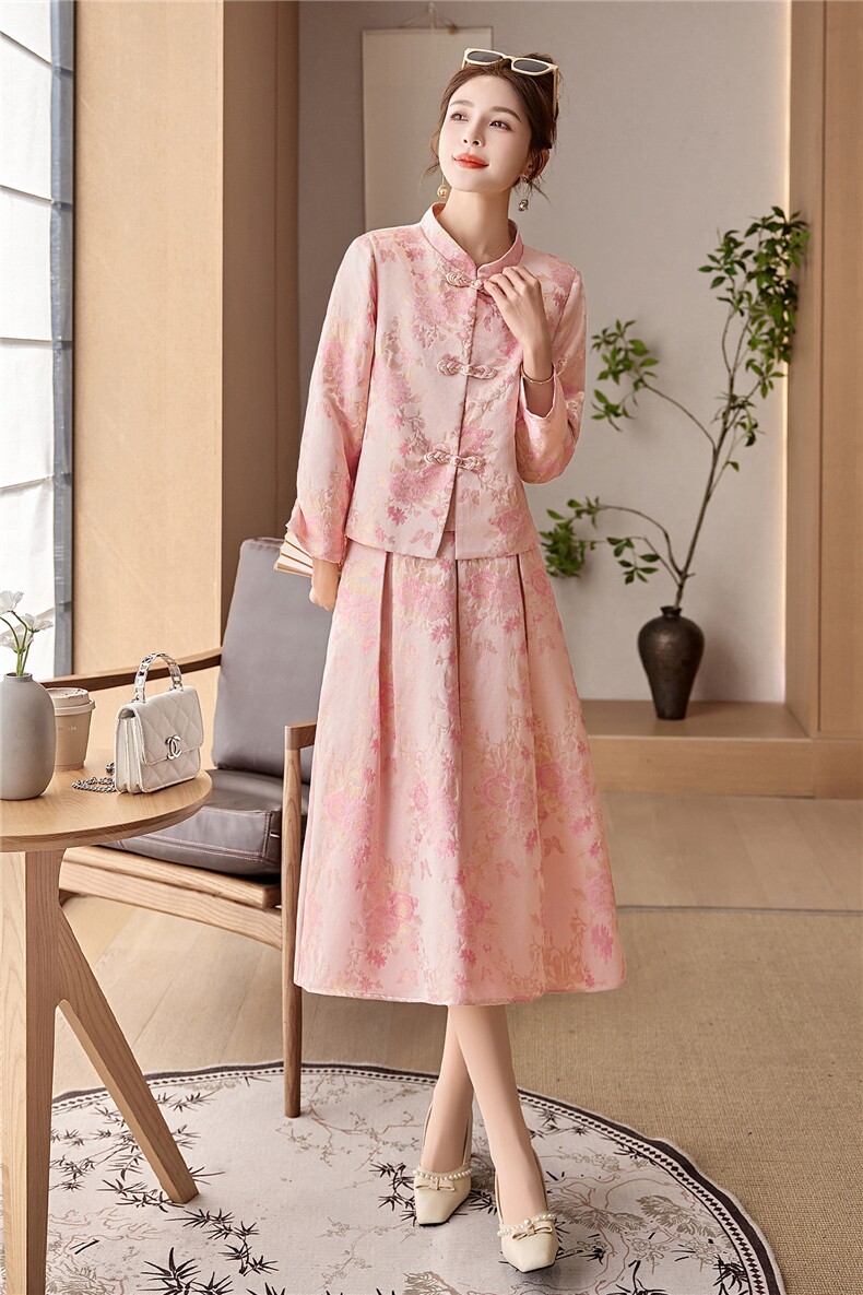 罗得堡2026年春装新款新中式汉服套装连衣裙2608,女装套装/套裙,罗得堡