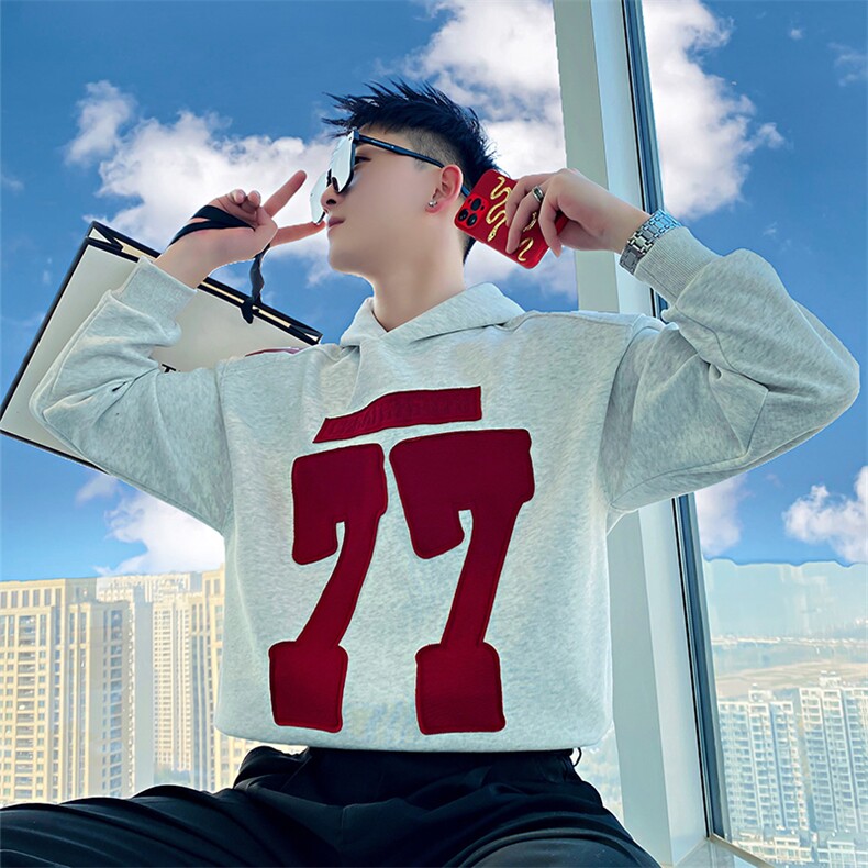 AW181/特P88控118秋季社会小伙美式复古设计感连帽刺绣卫衣男,男装卫衣,星座305B-1