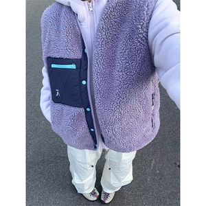 高品 户外情侣撞色拼接羊羔毛立领摇粒绒马甲外套男女 A1143-P72图片