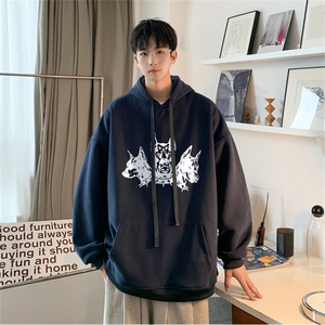 抖音品质 秋季320G华棉男士连帽大码印花卫衣WYH515-P45控68图片