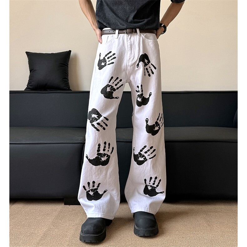 现货高品质美式高街手掌印情侣牛仔裤610A-1-YG872-特P45,男装牛仔裤,星座610A-1