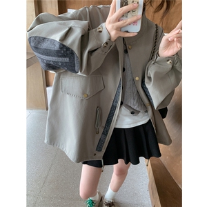 小个子风衣气质短款工装风女春秋常规款秋季翻领时尚牛仔休闲百搭图片