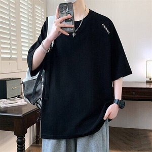 25163-特P50夏季短袖T恤男士新款ins潮牌简约宽松上衣服圆领图片