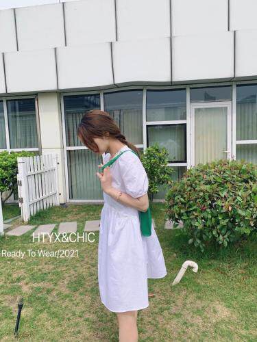 夏季现货新款，珍珠项链素色娃娃裙，女装，HTYX(6F)