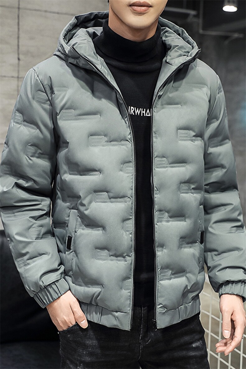 现货足主推短款连帽压花轻薄学生夹克羽绒服面包服班服团体服,男装羽绒服,星座301D-5(原星座1415）