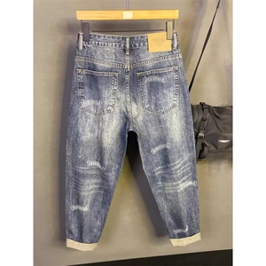 1506-1/KT12701/P50冬宽松牛仔裤男士哈伦裤子潮水洗百搭老爹新塘