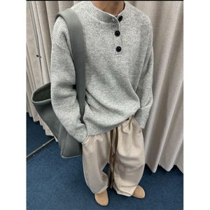 现货美式复古亨利领毛衣宽松针织衫打底衫M6611-P55/加绒65图片