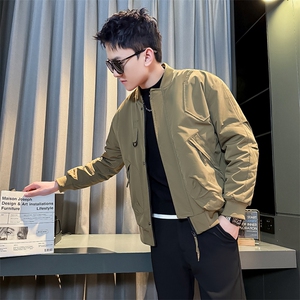 美式棒球领飞行夹克高街加绒加厚大码外套棉衣JK2408加绒P88图片