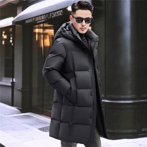 2025秋冬男中年羽绒服大衣商务休闲长款90绒子白鸭绒中老年羽绒服图片