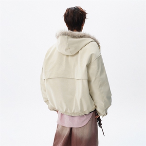 手塞棉）雾面皮衣男冬季飞机扣加厚连帽棉服AMF003-P130-控249图片
