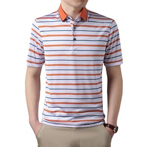 夏季新款冰丝薄款短袖2022T恤男中年休闲免烫宽松翻领polo衫男装图片