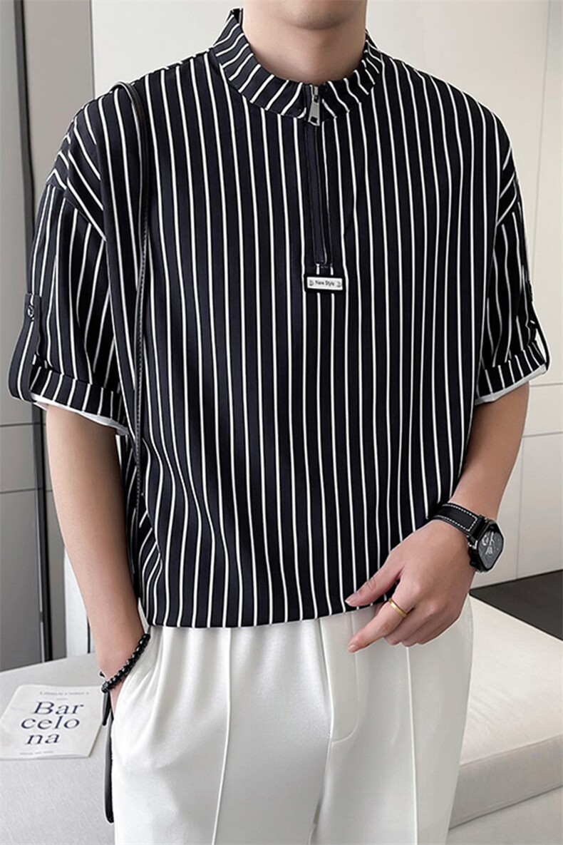 轻熟风~夏季新款条纹中袖T恤衫V5013/P50,男装T恤,电商B331