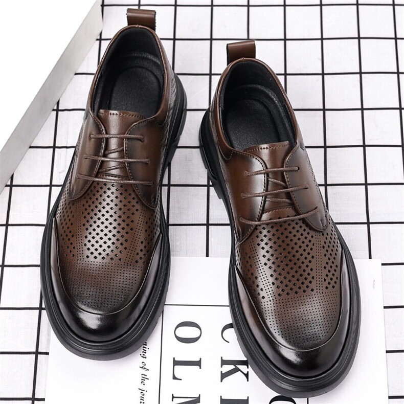 X4977-p165夏季男士皮鞋商务正装休闲鞋镂空透气凉皮鞋，男鞋休闲鞋，星座1407-3