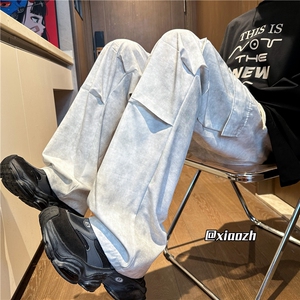 XZ616 秋季重磅多口袋双褶垂感扎染水洗脏脏裤 TY1045 特P40控78图片