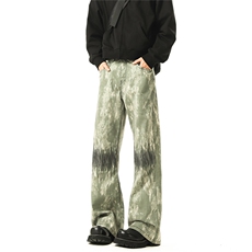 现货~美式复古迷彩微喇重工心电图刺绣牛仔裤XZ502-K763-P65控89，男装牛仔裤，星座502