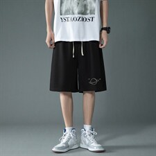 HD74238-P22华夫格短裤男大码宽松五分裤男直筒中裤，男装休闲裤，电商A040