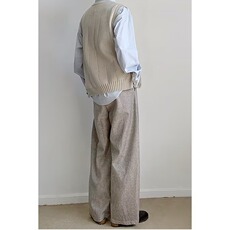 26春老钱风亚麻质感压褶休闲裤CK893/特P48，男装休闲裤，电商B350