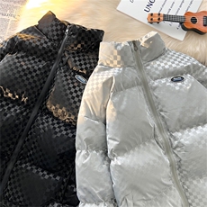 100聚MY261特P95限148格子亮面百搭棉衣港风冬季宽松男棉服男外套，男装棉衣，电商B370