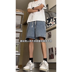 美式高街工装牛仔短裤A451特P35控55，男装牛仔裤，电商A309