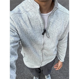 A239-P70 灰绿色抓绒衣外套男春秋款cleanfit拉链立领夹克美式图片