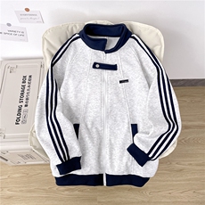 加绒加厚运动夹克男三条杠开衫卫衣棒球服外套JK004-P45加绒P50，男装夹克，星座308B-2
