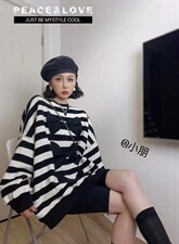 蝴蝶结条纹卫衣,女装卫衣/绒衫,依依莱客