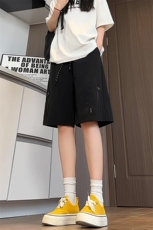 特批P25无差价25夏季拼接拉链冰丝薄款港风复古大码短裤男DK5887，男装休闲裤，电商A001