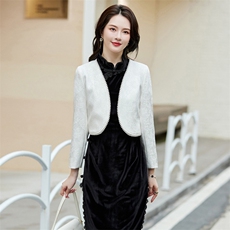 短款女士披肩外套2024春秋新款气质小香风坎肩配旗袍裙子外搭开衫，女装短外套，婵米儿