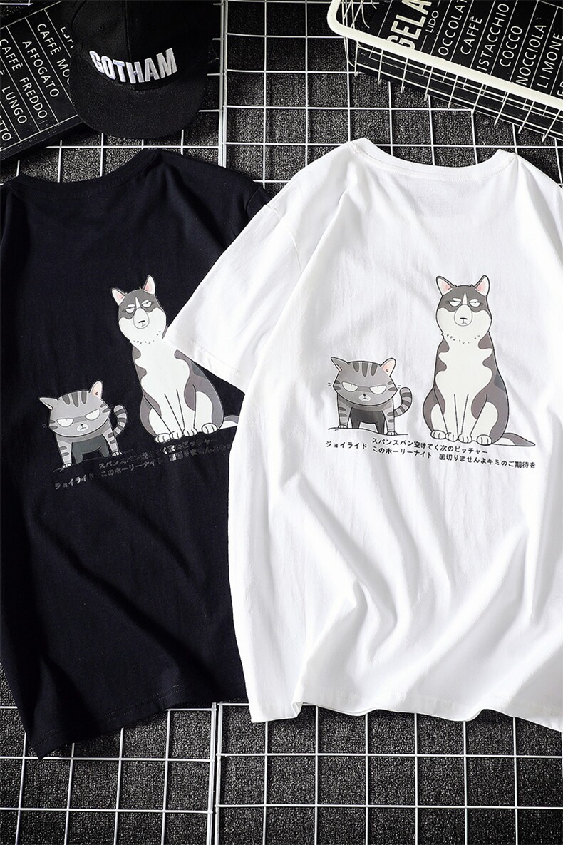 猫狗印花短袖T恤男加肥大码胖人M-6XL半袖潮牌QT5070-T2004,男装T恤,星座810(原QT5070)