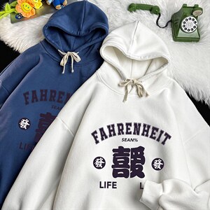 WY2256-P35 加绒款-P40 纯棉连帽卫衣男大码运动帽衫宽松薄图片