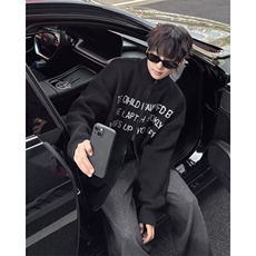 潮2024秋冬新款保暖加厚印花外套毛衣针织开衫青少年M6025/P60，男装针织衫/毛衣，星座506