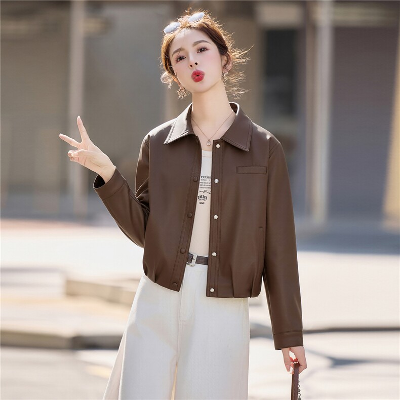 【春季女装新款】2026大量现货时尚复古百搭短款皮衣外套,女装皮衣,魅衣本色