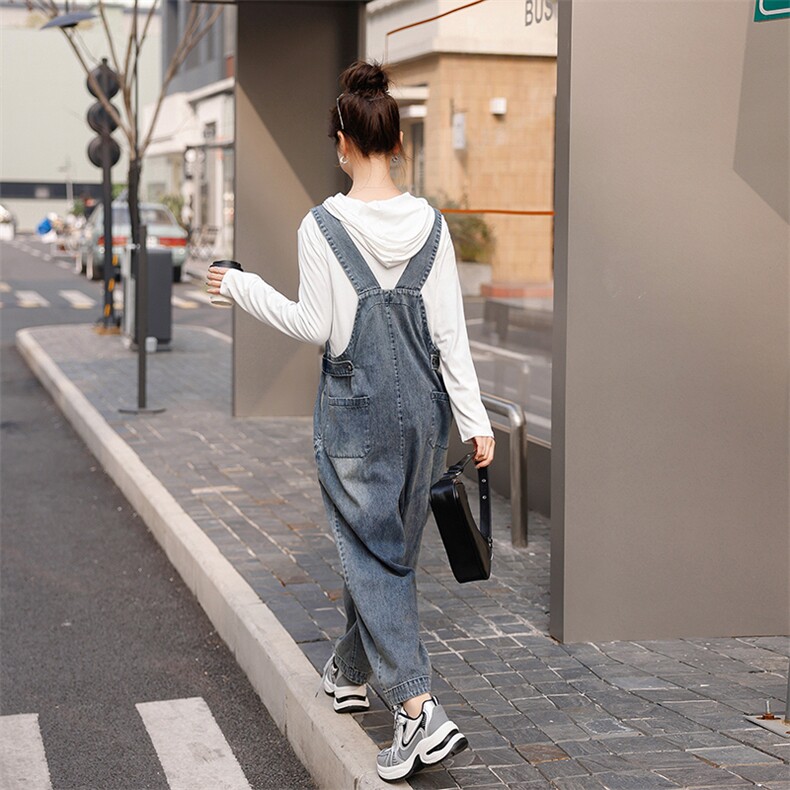2024春秋季牛仔连体裤女休闲背带裤,女装连体裤,秋水欣儿