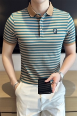数据款夏季短袖条纹翻领短袖Polo衫高级感半袖上衣T0253-P58，男装T恤，电商D342