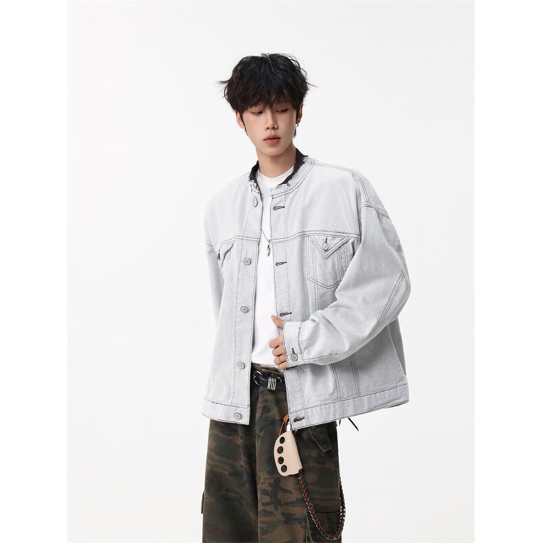 棒球服牛仔外套夹克男女情侣复古宽松百搭上衣潮JK0414-P73,男装工装外套,星座308B-2