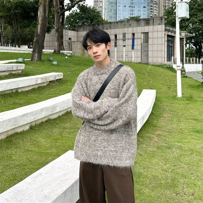 秋冬日系纯色针织衫男女生ing学院风宽松中性美拉德毛衣M3203,男装针织衫/毛衣,星座516A