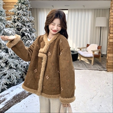 冬装大货刺绣皮毛一体外套2C153-727-P205K308，女装毛呢外套，2C153