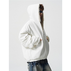 现货仿牛仔座山雕棉服美式连帽毛毛重磅设计感外套A170-M901-P142，男装棉衣，电商A170