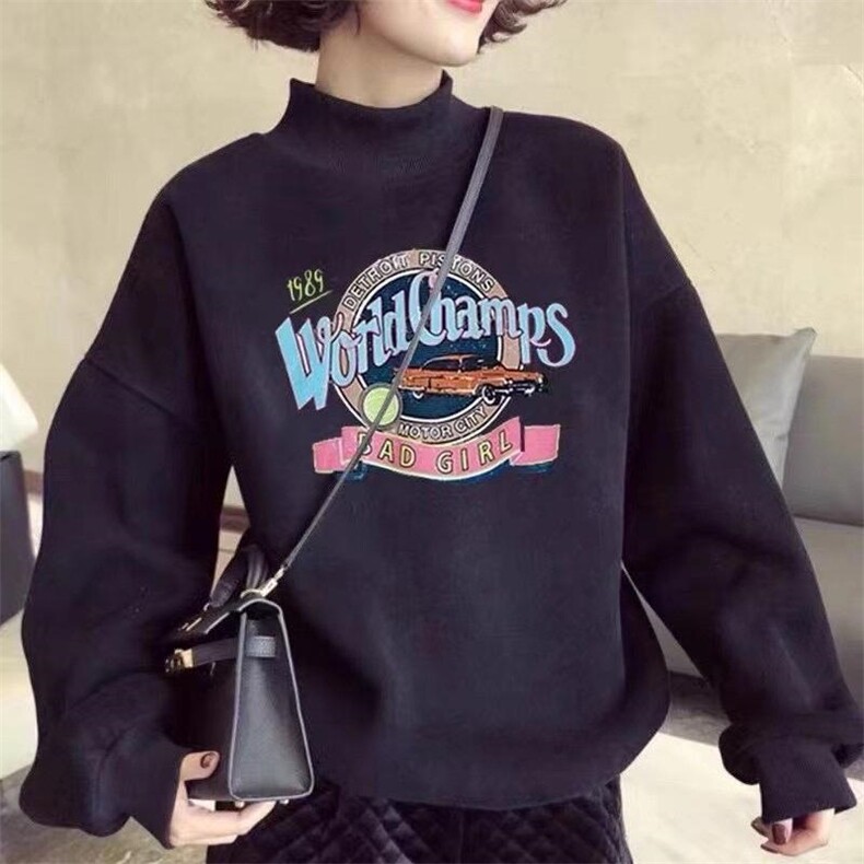 2021冬装新款韩版加绒加厚卫衣，女装卫衣/绒衫，依露奇