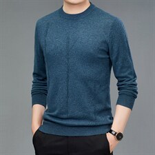 2023秋季新款商务休闲中年男士长袖纯羊毛纯色男士针织打底毛衣，男装针织衫/毛衣，电商B212（原钱塘6029）