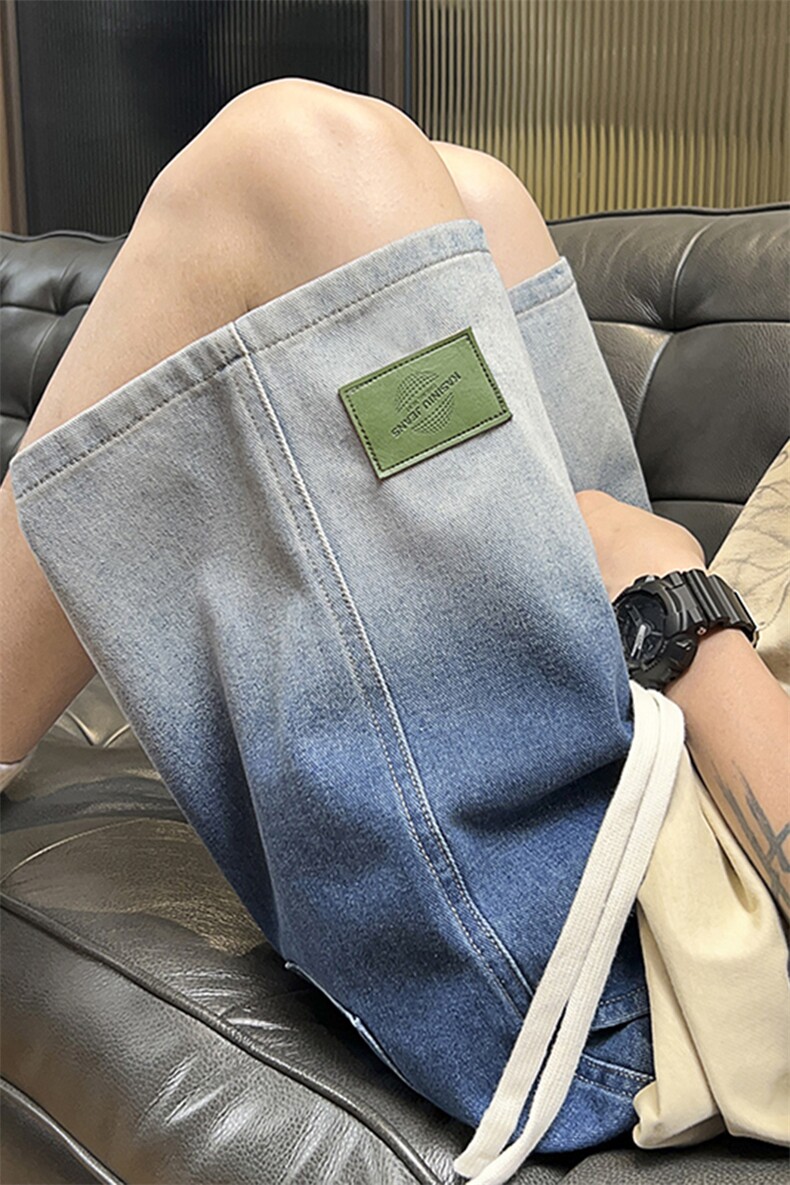 美式复古牛仔短裤2025新品男女同款宽松休闲百搭直筒裤D15#-P38,男装牛仔裤,电商A178
