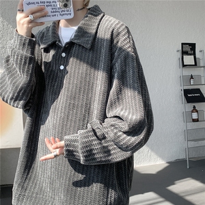 美式复古雪尼尔polo领卫衣大码设计重磅翻领外套LW609特P45加绒55图片