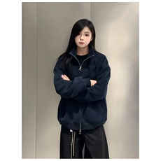 秋季重磅380克全棉得物品质立领双拉链开衫卫衣外套AH923-P42，女装短外套，四季星座610B