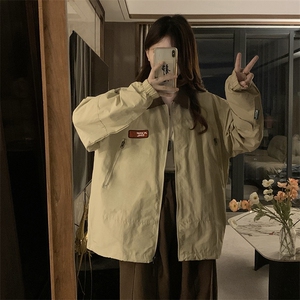 A434-P100 日系工装外套新款潮牌撞色翻领宽松休闲男女款夹克上衣图片