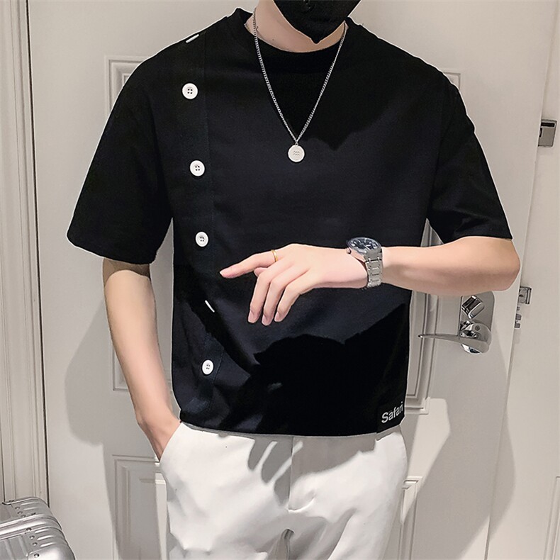 黑色2023精神小伙修身男士圆领短袖T恤打底衫潮6665-P45控68,男装T恤,电商A108