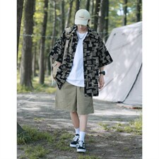 1港风冰丝短袖衬衣大码M-5XL情侣潮短袖衬衫男DCS8711P35控49，男装T恤，星座226-2