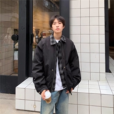 古着vintage棕色外套男秋冬美拉德穿搭假两件夹克棉服翻领棒球服，男装夹克，星座506A